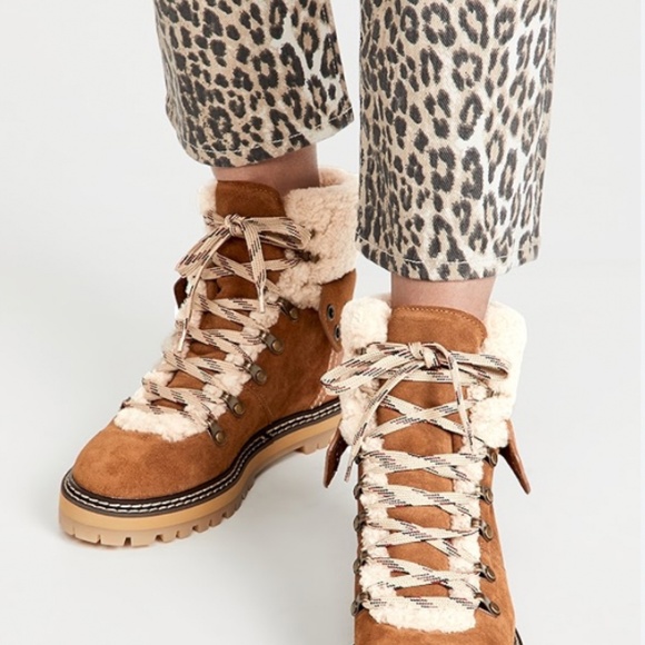 See by Chloe - Taupe Shearling & Leather "Eileen Ankle Boots", Size FR40/US9 - Picture 2 of 10